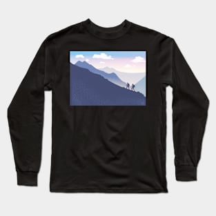 Wanderlust Sunrise Mountain Hiking and Bagging Long Sleeve T-Shirt